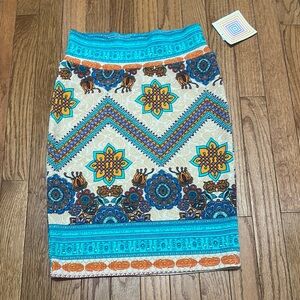 LuLaRoe Blue and White Embellished Pencil Skirt Size XS